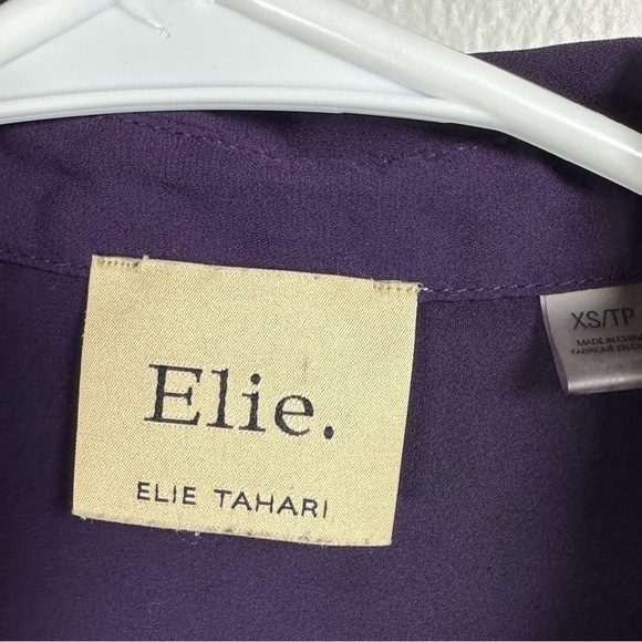 Elie Tahari Purple Flutter Sleeve Blouse - Picture 4 of 7